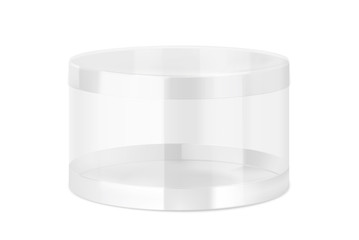 Transparent realistic plastic jar. Vector illustration on white background. Can be use for template your design, sweet, food. EPS10.