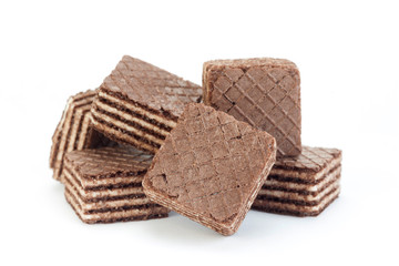 Brown square wafers on white