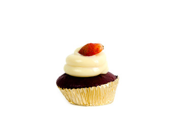 Delicious cupcake with strawberry