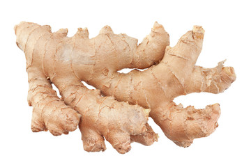 Ginger spice root on white