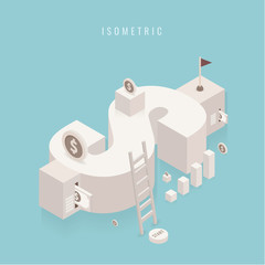 isometric. Money Transfer. 3D. vector illustration. on blue background