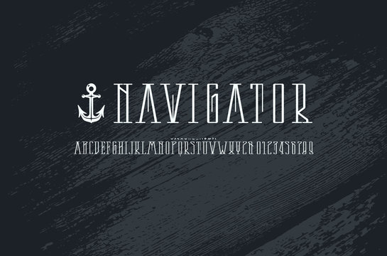 Decorative Narrow Serif Font In Nautical Style