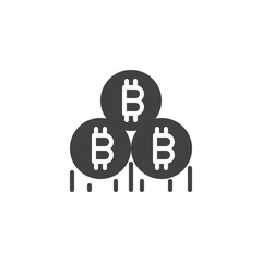Bitcoin mining vector icon. filled flat sign for mobile concept and web design. Cryptocurrency money simple solid icon. Virtual crypto currency symbol, logo illustration. Pixel perfect vector graphics