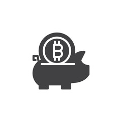 Fototapeta premium Bitcoin piggy bank vector icon. filled flat sign for mobile concept and web design. Cryptocurrency saving money simple solid icon. Symbol, logo illustration. Pixel perfect vector graphics