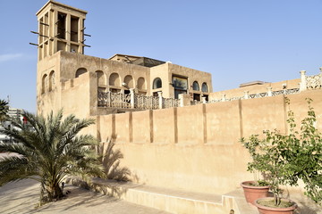 Fototapeta na wymiar Al Fahidi Historical and Dubai Old Souq Neighbourhood, Dubai, United Arab Emirates