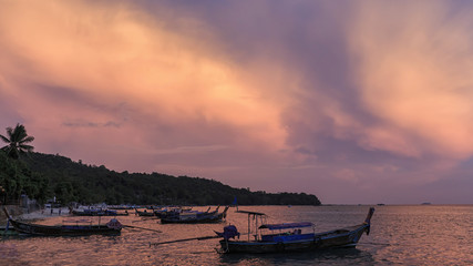 Sunset over Phi Phi Don Island in Krabi, Thailand