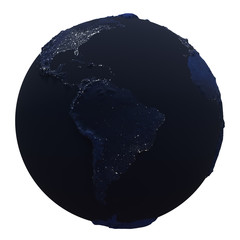 Planet earth night lights. 3D illustration
