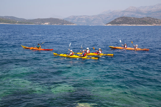 People kayaking in the sea