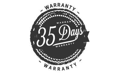 35 days warranty icon vintage rubber stamp guarantee