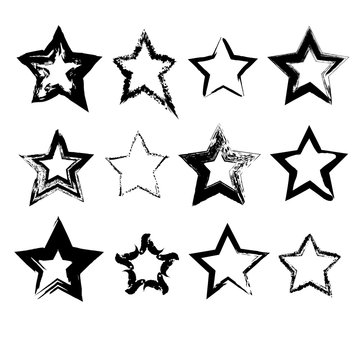 Collection of hand drawn stars