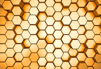 Golden hexagon pattern - honeycomb concept