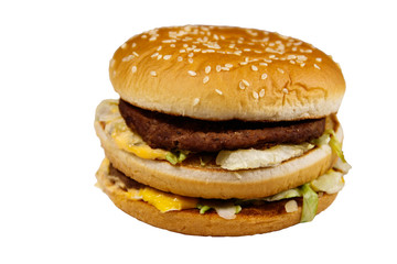 Big hamburger isolated on white background