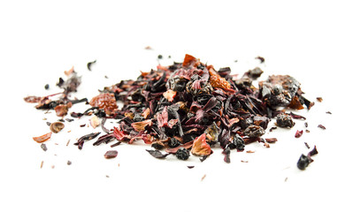 Pile of dried herbal hibiscus tea
