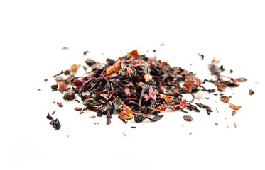 Pile of dried herbal hibiscus tea