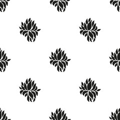 Ornamental seamless floral ethnic black and white pattern
