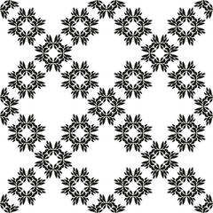 Ornamental seamless floral ethnic black and white pattern