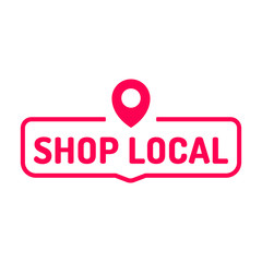 Shop local. Badge icon. Flat vector illustration on white background. 