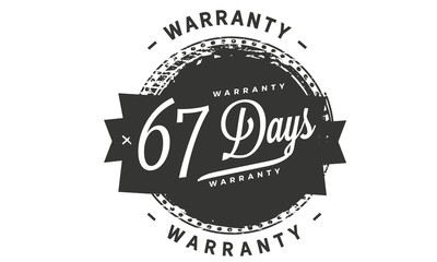 67 days warranty icon vintage rubber stamp guarantee