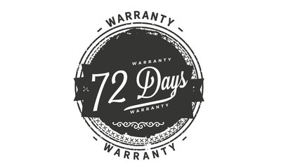 72 days warranty icon vintage rubber stamp guarantee