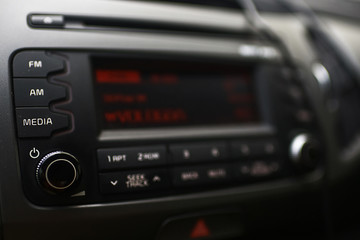 Stylish black car interior close-up details