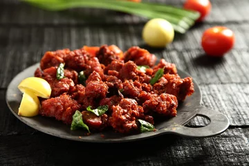Wandaufkleber Healthy homemade meat fry Indian recipe, © susansam90