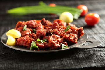 Popular Indian street food snack- fried chicken 65.