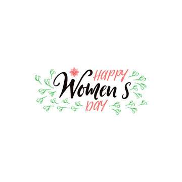 Happy women's day. Minimalist design - badge, sticker, for gifts for the spring holiday, for postcards, corporate styles, for holiday sales.