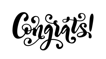 Congrats hand lettering quote. Hand drawn modern brush calligraphy congrats word. Vector text illustration.