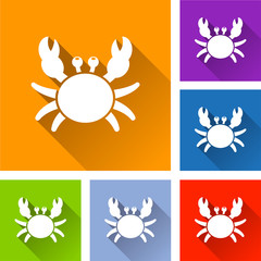 crab icons with long shadow