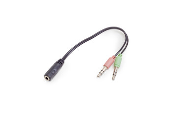 Cable for headset connection on a white background