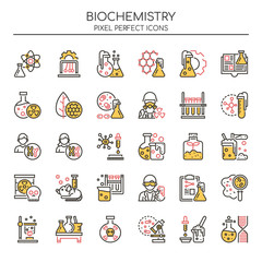 Biochemistry Elements , Thin Line and Pixel Perfect Icons.