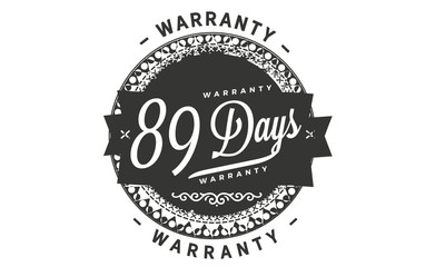 89 days warranty icon vintage rubber stamp guarantee