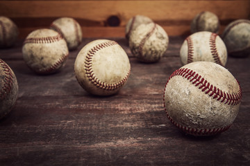 Old Vintage Baseball Background. Shallow focus