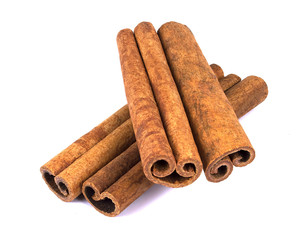 Cinnamon sticks isolated on white background