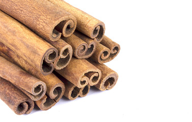 Cinnamon sticks isolated on white background