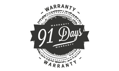 91 days warranty icon vintage rubber stamp guarantee