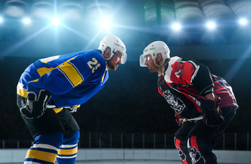 Ice hockey players on the grand ice arena