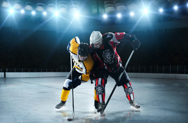 Ice hockey players on the grand ice arena