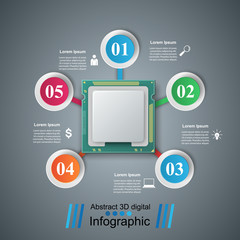 Computer chip. Business paper infographic Vector eps 10