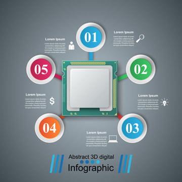Computer chip. Business paper infographic Vector eps 10