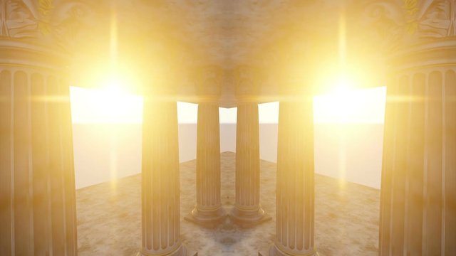 Classical white Greek style columns.3D animation and rendering.