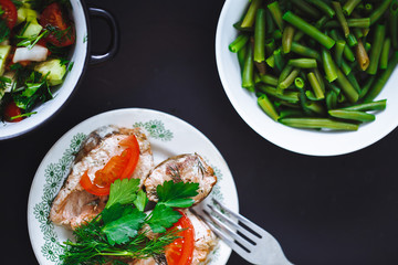 selection of healthy. top view. close up.