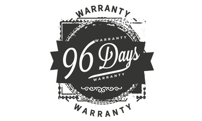 96 days warranty icon vintage rubber stamp guarantee