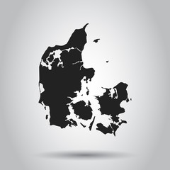 Denmark vector map. Black icon on white background.