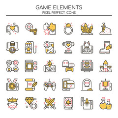 Game Elements , Thin Line and Pixel Perfect Icons.