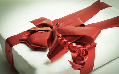 closeup.boxes with gifts with a beautiful red ribbon
