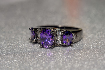 Silver Ring with Purple Zircon
