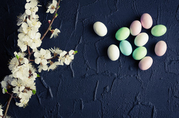 Fototapeta na wymiar Easter eggs on black background