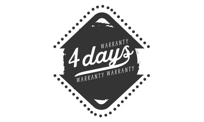 4 days warranty icon vintage rubber stamp guarantee