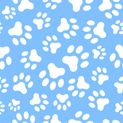 Fototapeta na wymiar Seamless vector pattern of dog paw track. Pawprints. Animal footprint